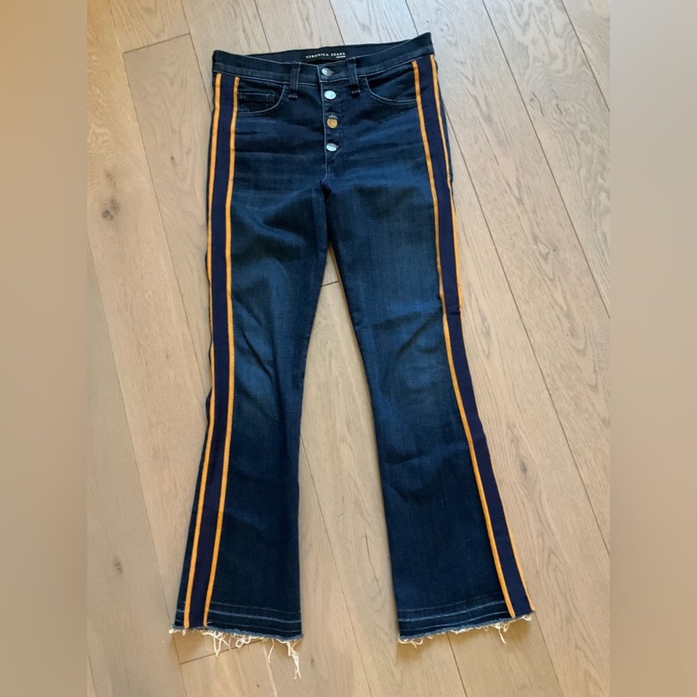 Veronica Beard Carolyn High Rise Tuxedo Stripe Baby Boot Jeans Women’s Sz 6/28